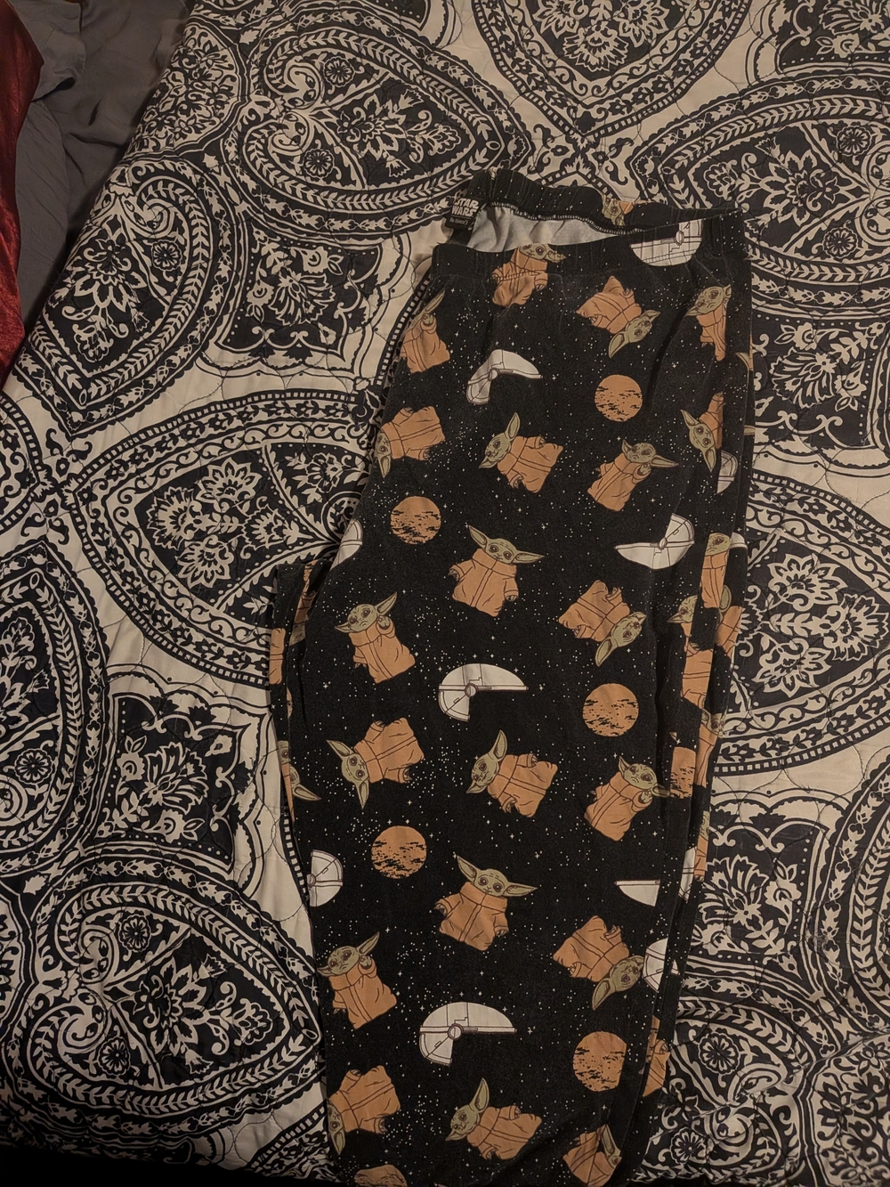 Her Universe Black Skirt with Tan and White Baby Yoda Motif